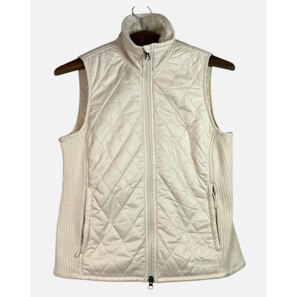 L.L Bean Cream Sherpa Lined Vest Quilted Size Large 10-16 - Picture 1 of 6